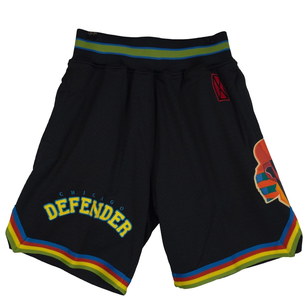 Hebru Brantley Mitchell & Ness Small Jersey Shorts Cut‎ & Sew Logo Art Black NWT